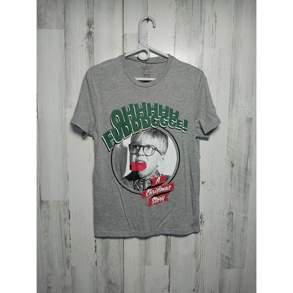 Men's Medium Pajama Set A Christmas Story Oh Fudge Gray Green Short Sleeve - Picture 2 of 11